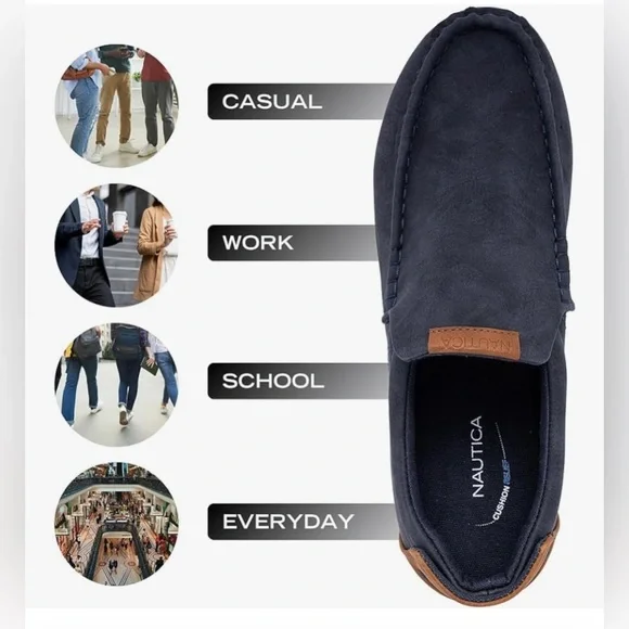 Nautica Men's Slip-On Loafers Casual Moc Toe Sneakers Boat Shoes Slipper for Men - Picture 3 of 4